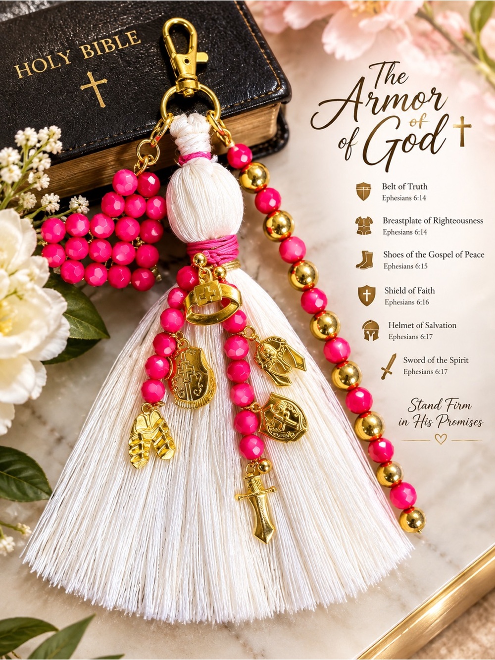 The Armor of God - Faith Inspired Bag Charm & Tassel Keychain